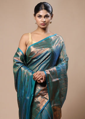 Green Kanjivaram Silk Saree With Blouse Piece