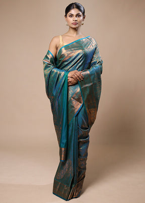 Green Kanjivaram Silk Saree With Blouse Piece