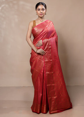 Red Kanjivaram Silk Saree With Blouse Piece