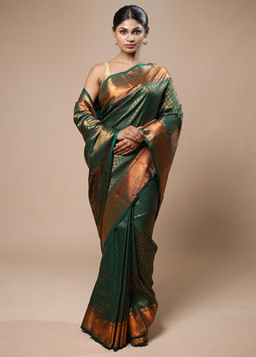 Green Kanjivaram Silk Saree With Blouse Piece