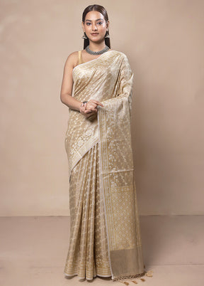 Cream Tissue Silk Saree With Blouse Piece