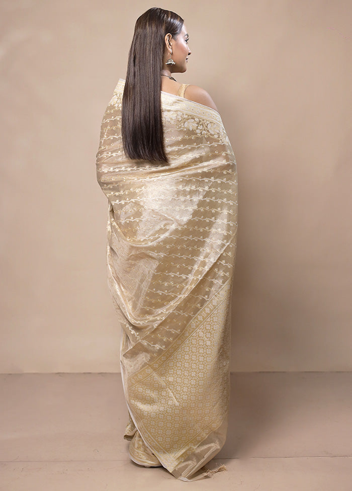 Cream Tissue Silk Saree With Blouse Piece