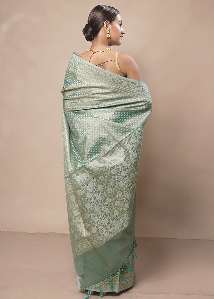 Green Tissue Silk Saree With Blouse Piece