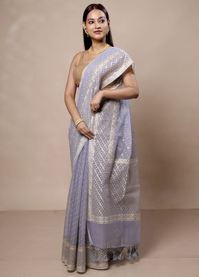 Grey Kora Silk Saree With Blouse Piece