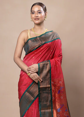 Red Kanjivaram Silk Saree With Blouse Piece