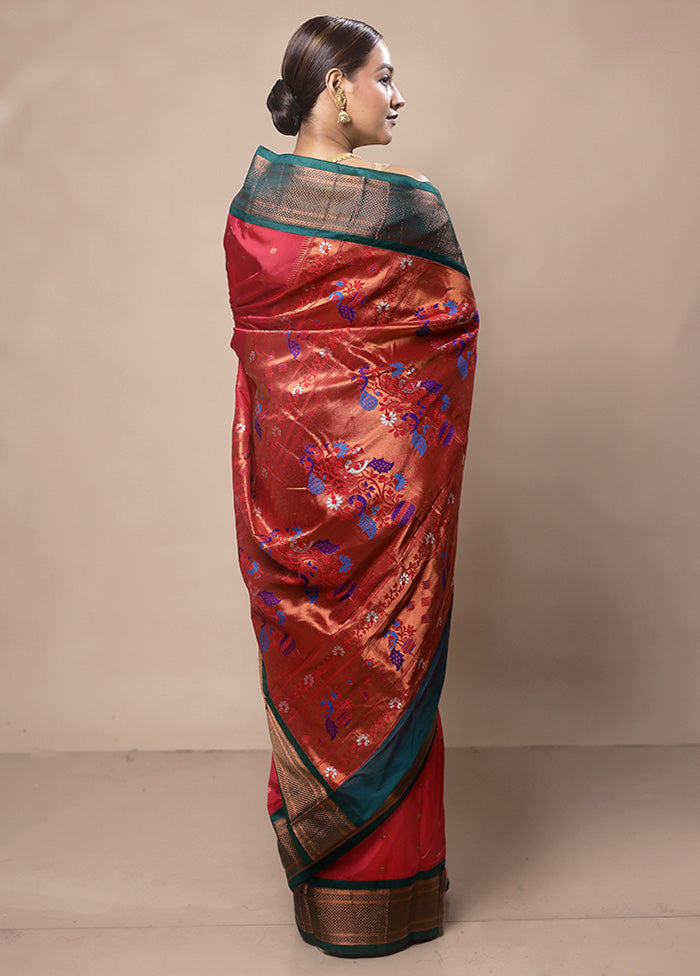 Red Kanjivaram Silk Saree With Blouse Piece