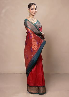 Red Kanjivaram Silk Saree With Blouse Piece