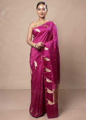 Pink Handloom Katan Pure Silk Saree With Blouse Piece