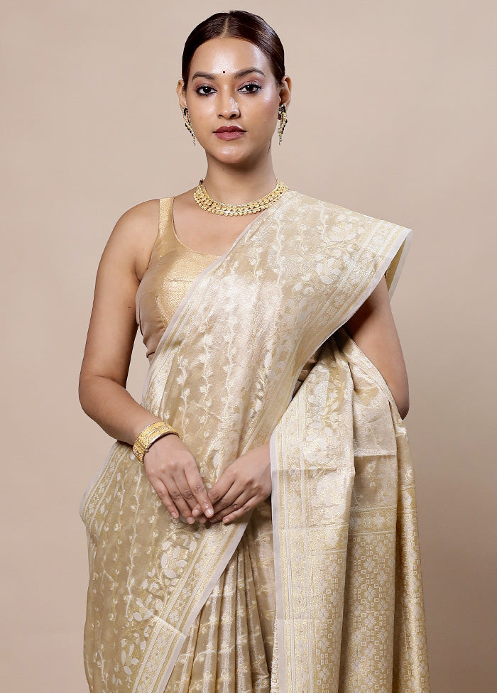 Golden Tissue Silk Saree With Blouse Piece