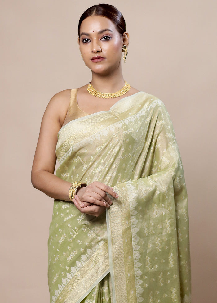 Green Tissue Silk Saree With Blouse Piece