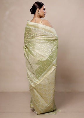 Green Tissue Silk Saree With Blouse Piece