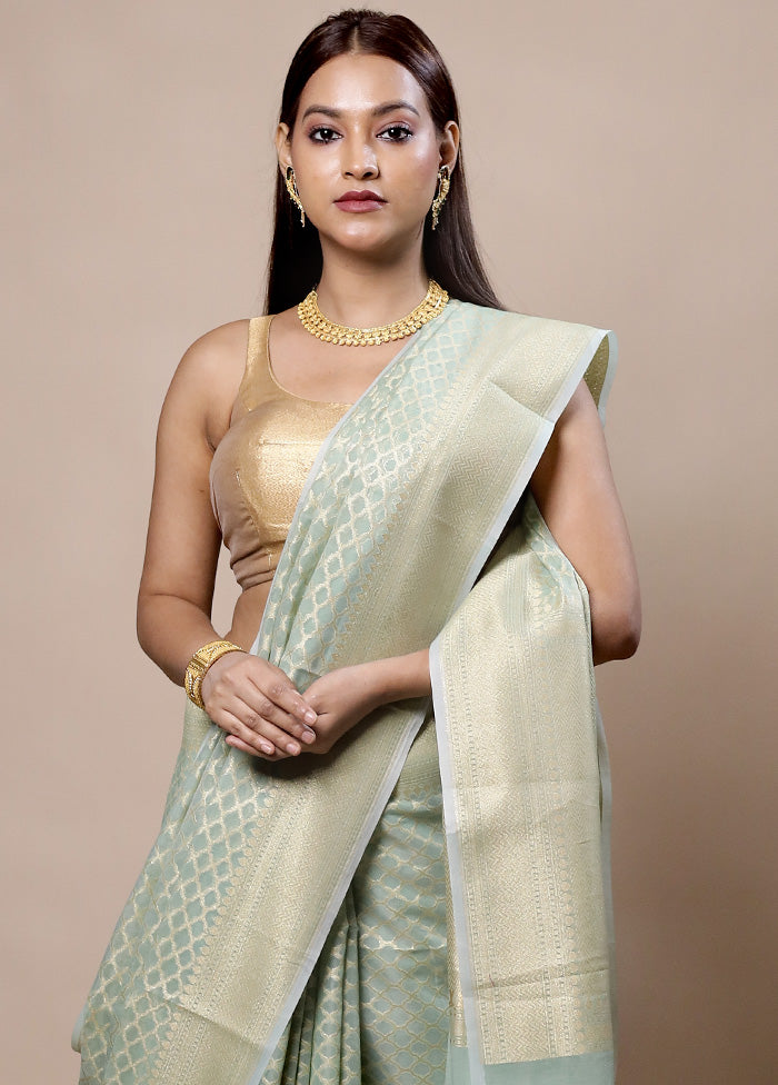 Green Kora Silk Saree With Blouse Piece