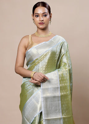 Green Tissue Silk Saree With Blouse Piece