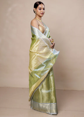 Green Tissue Silk Saree With Blouse Piece