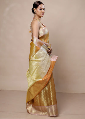 Golden Tissue Silk Saree With Blouse Piece