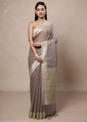 Grey Kora Silk Saree With Blouse Piece