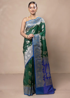 Green Katan Silk Saree With Blouse Piece