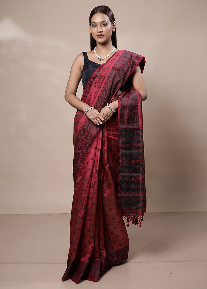 Pink Dupion Silk Saree With Blouse Piece