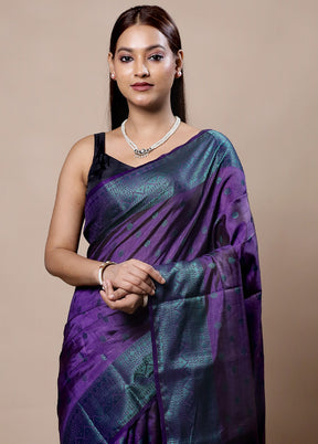 Purple Dupion Silk Saree With Blouse Piece