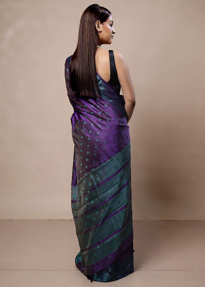 Purple Dupion Silk Saree With Blouse Piece