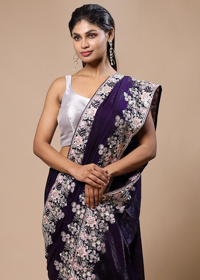 Purple Jimmy Choo Saree With Blouse Piece