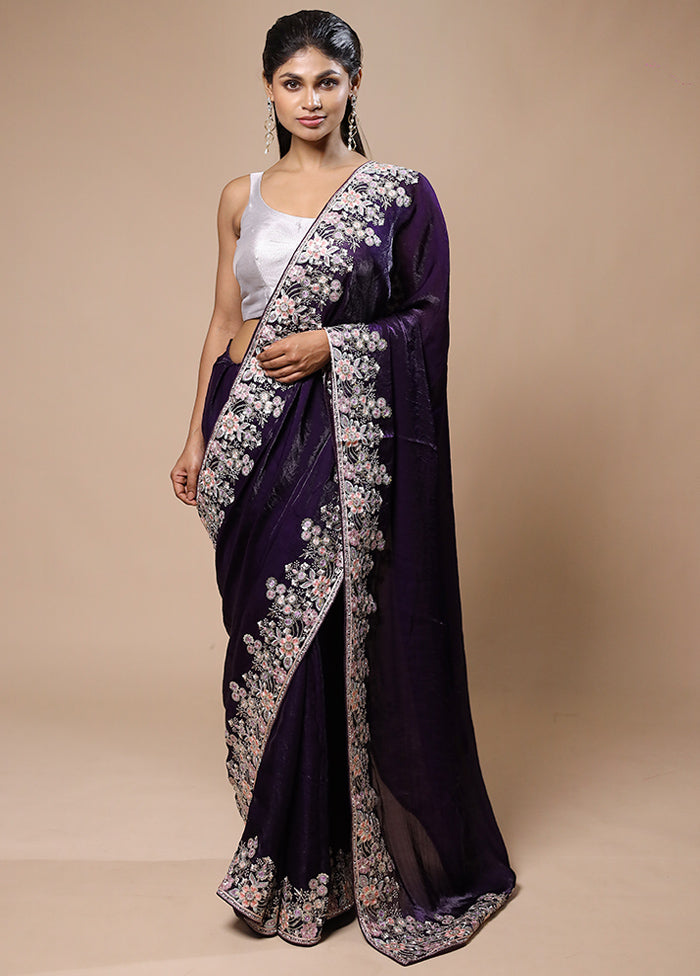 Purple Jimmy Choo Saree With Blouse Piece