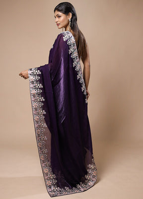 Purple Jimmy Choo Saree With Blouse Piece