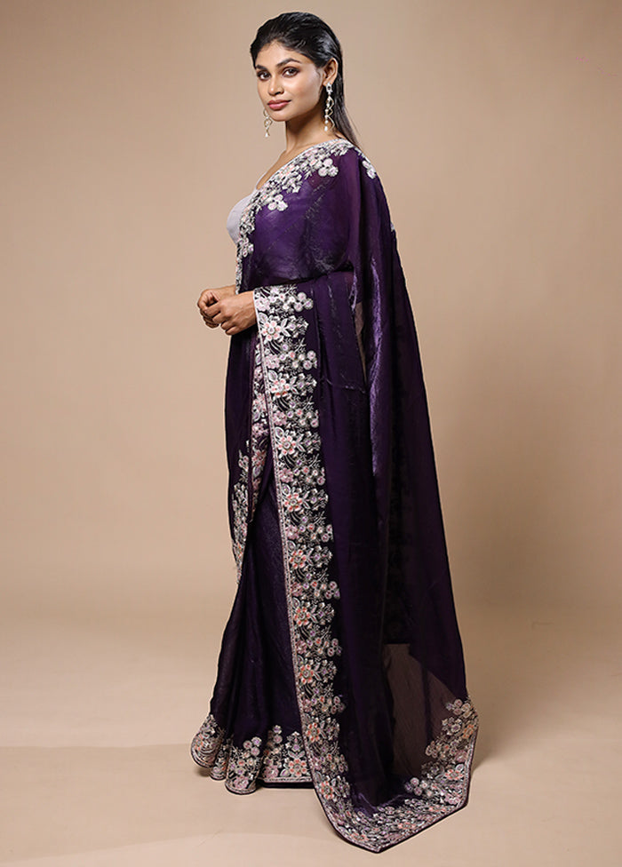 Purple Jimmy Choo Saree With Blouse Piece