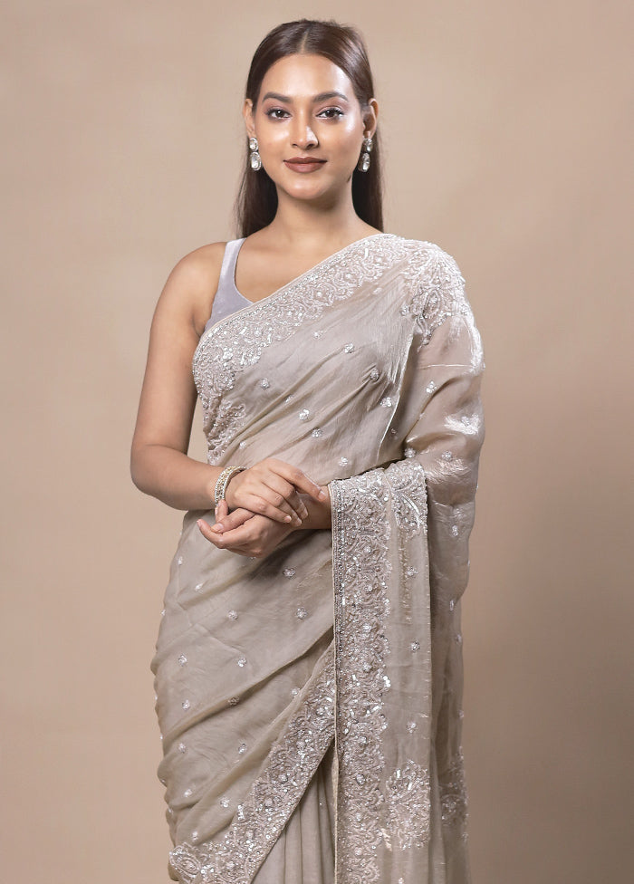 Grey Jimmy Choo Saree With Blouse Piece