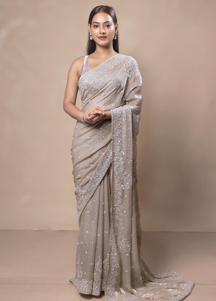 Grey Jimmy Choo Saree With Blouse Piece