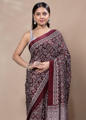 Maroon Modal Silk Saree Without Blouse Piece