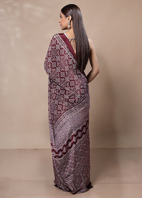 Maroon Modal Silk Saree Without Blouse Piece