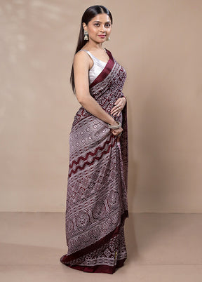 Maroon Modal Silk Saree Without Blouse Piece