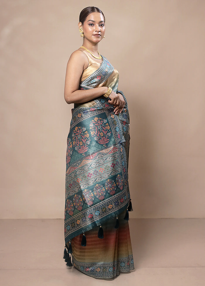 Multicolor Tissue Silk Saree With Blouse Piece