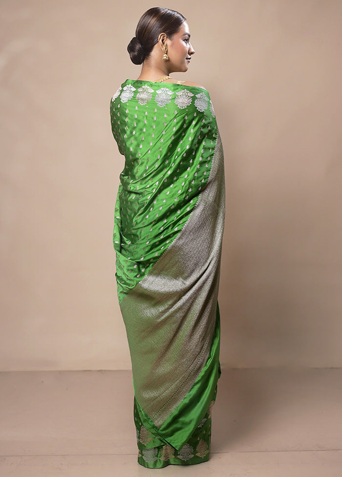 Green Katan Silk Saree With Blouse Piece