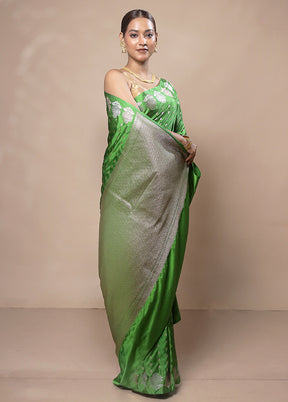 Green Katan Silk Saree With Blouse Piece