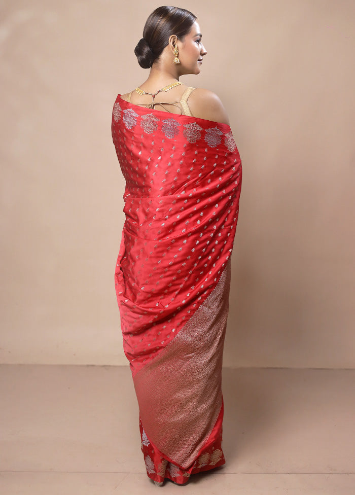 Red Katan Silk Saree With Blouse Piece