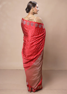 Red Katan Silk Saree With Blouse Piece