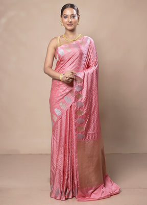 Pink Katan Silk Saree With Blouse Piece