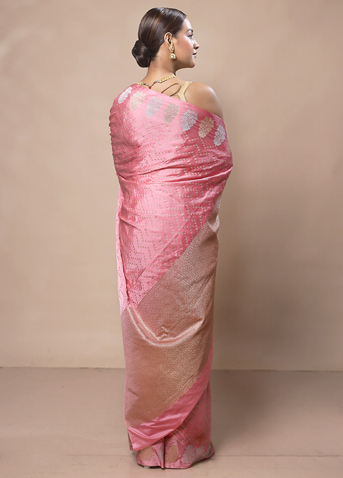 Pink Katan Silk Saree With Blouse Piece