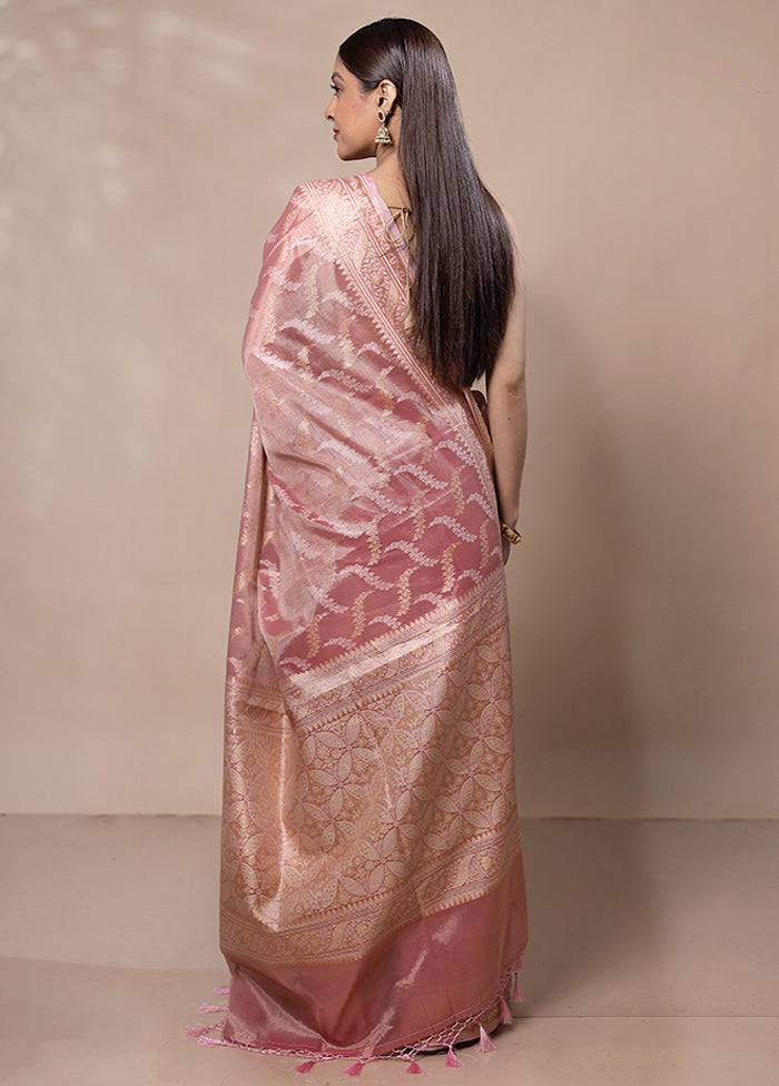 Pink Tissue Silk Saree With Blouse Piece