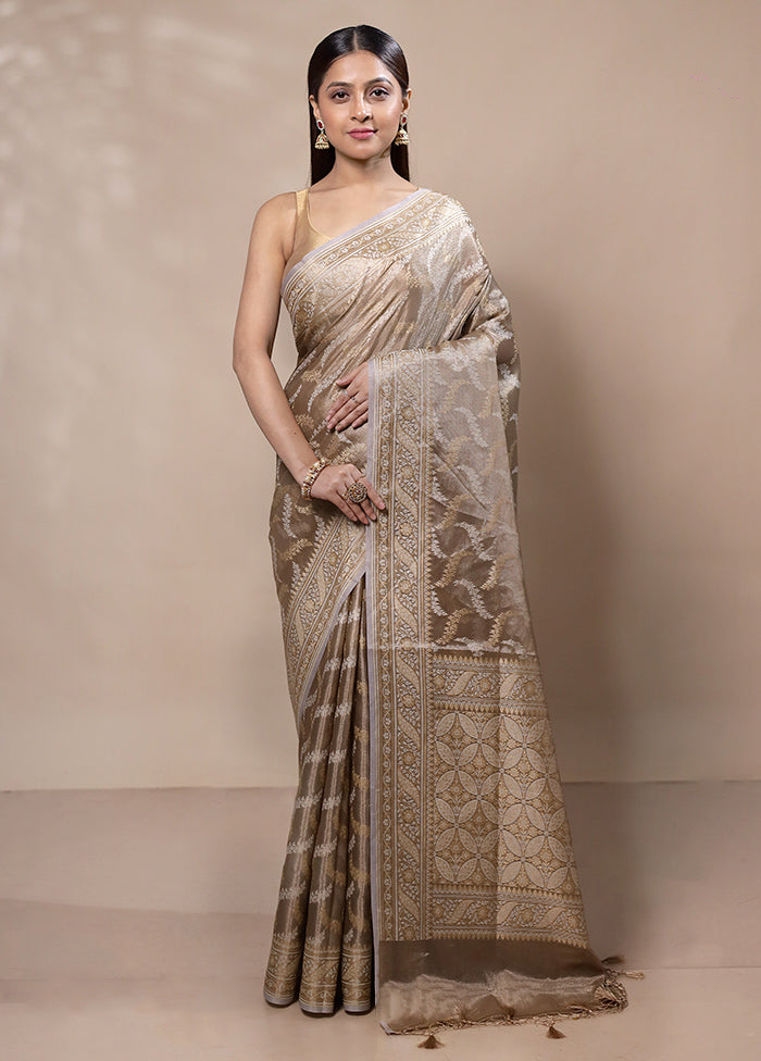 Beige Tissue Silk Saree With Blouse Piece