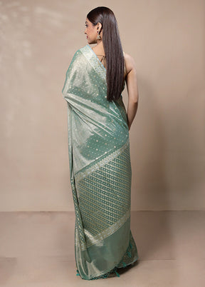 Green Tissue Silk Saree With Blouse Piece