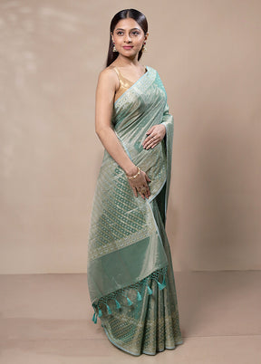 Green Tissue Silk Saree With Blouse Piece