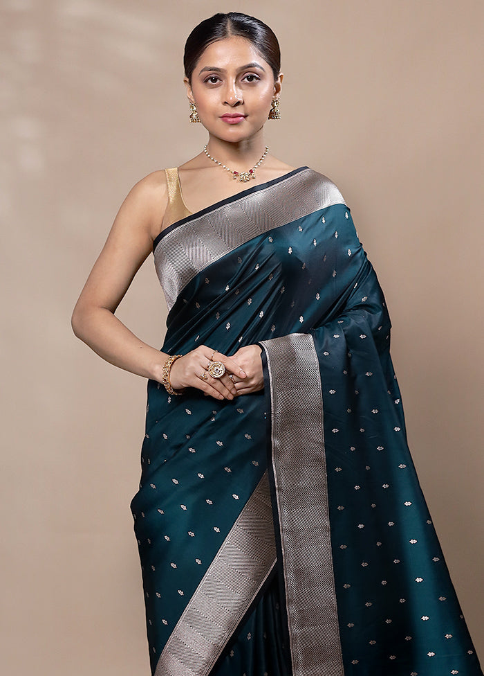 Royal Green Katan Silk Saree With Blouse Piece