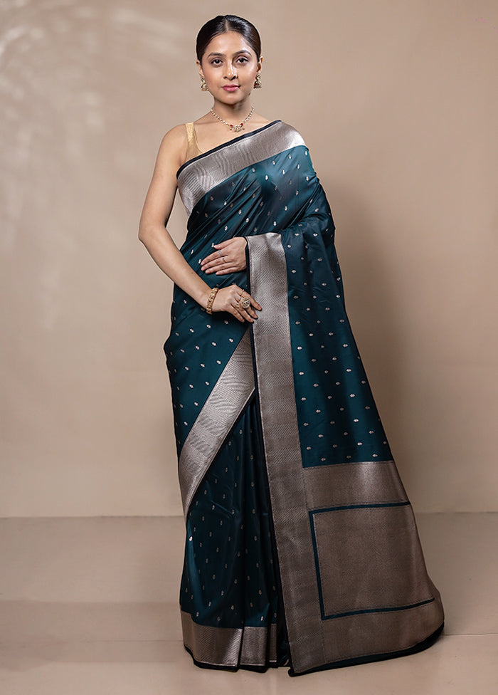 Royal Green Katan Silk Saree With Blouse Piece