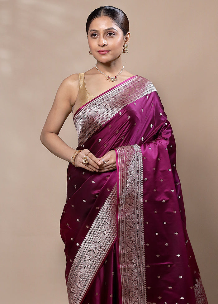 Purple Katan Silk Saree With Blouse Piece