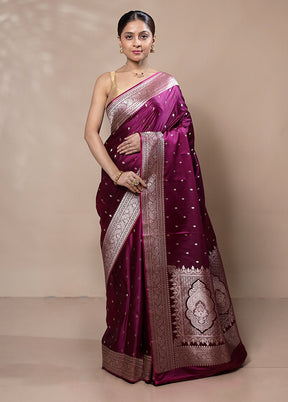 Purple Katan Silk Saree With Blouse Piece