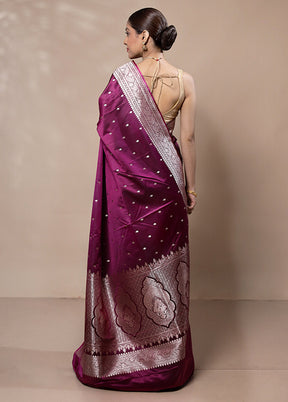 Purple Katan Silk Saree With Blouse Piece