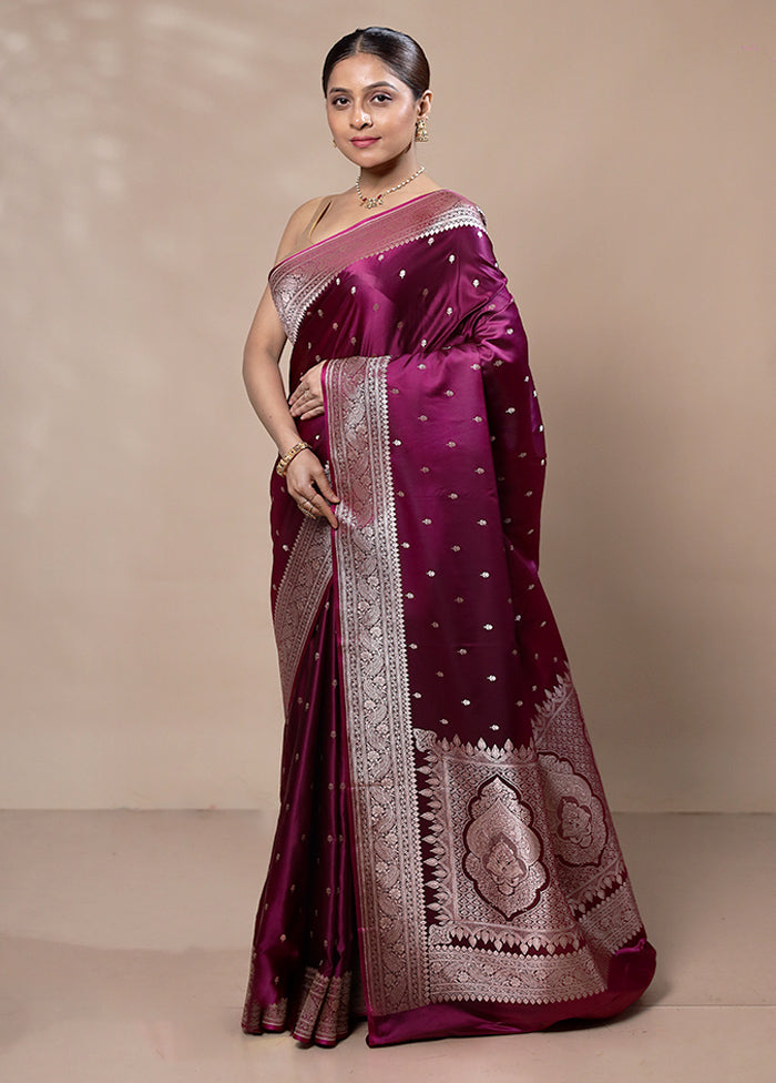 Purple Katan Silk Saree With Blouse Piece